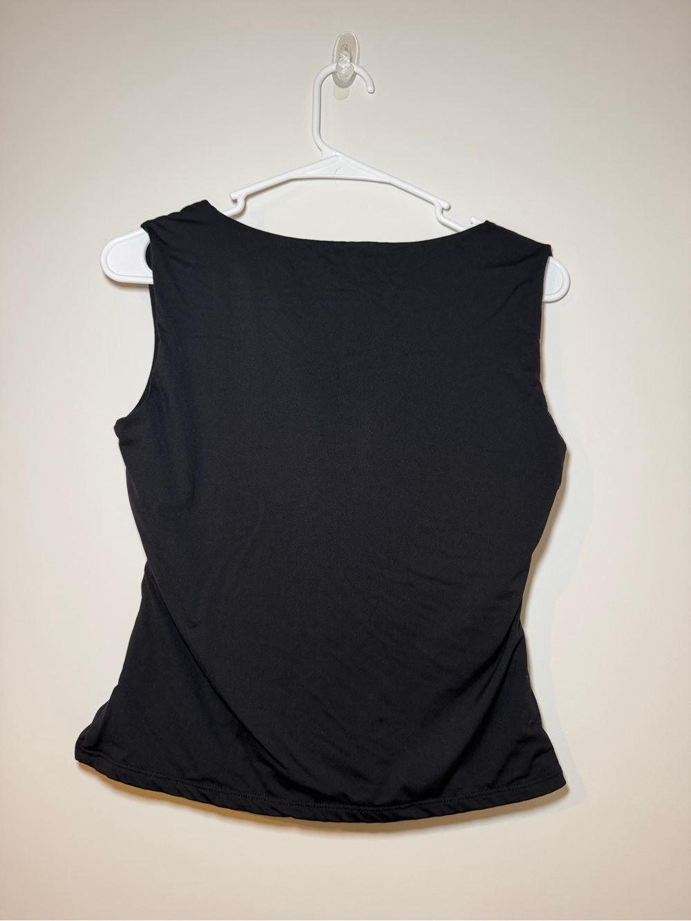 Black Ruched Square Neck Sleeveless Top Women’s Large - Picture 3 of 5